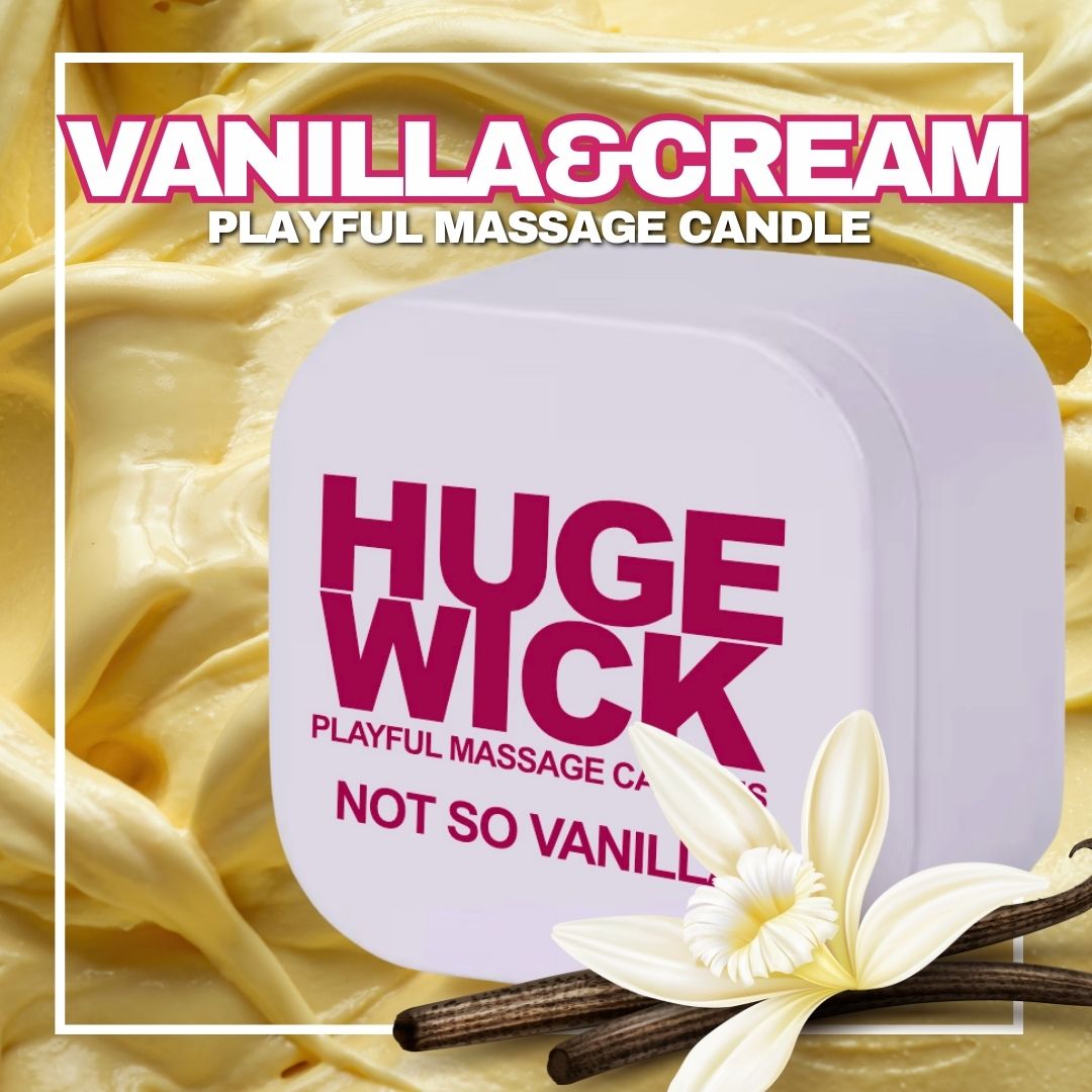 Not So Vanilla playful massage candle tin with vanilla beans and buttercream