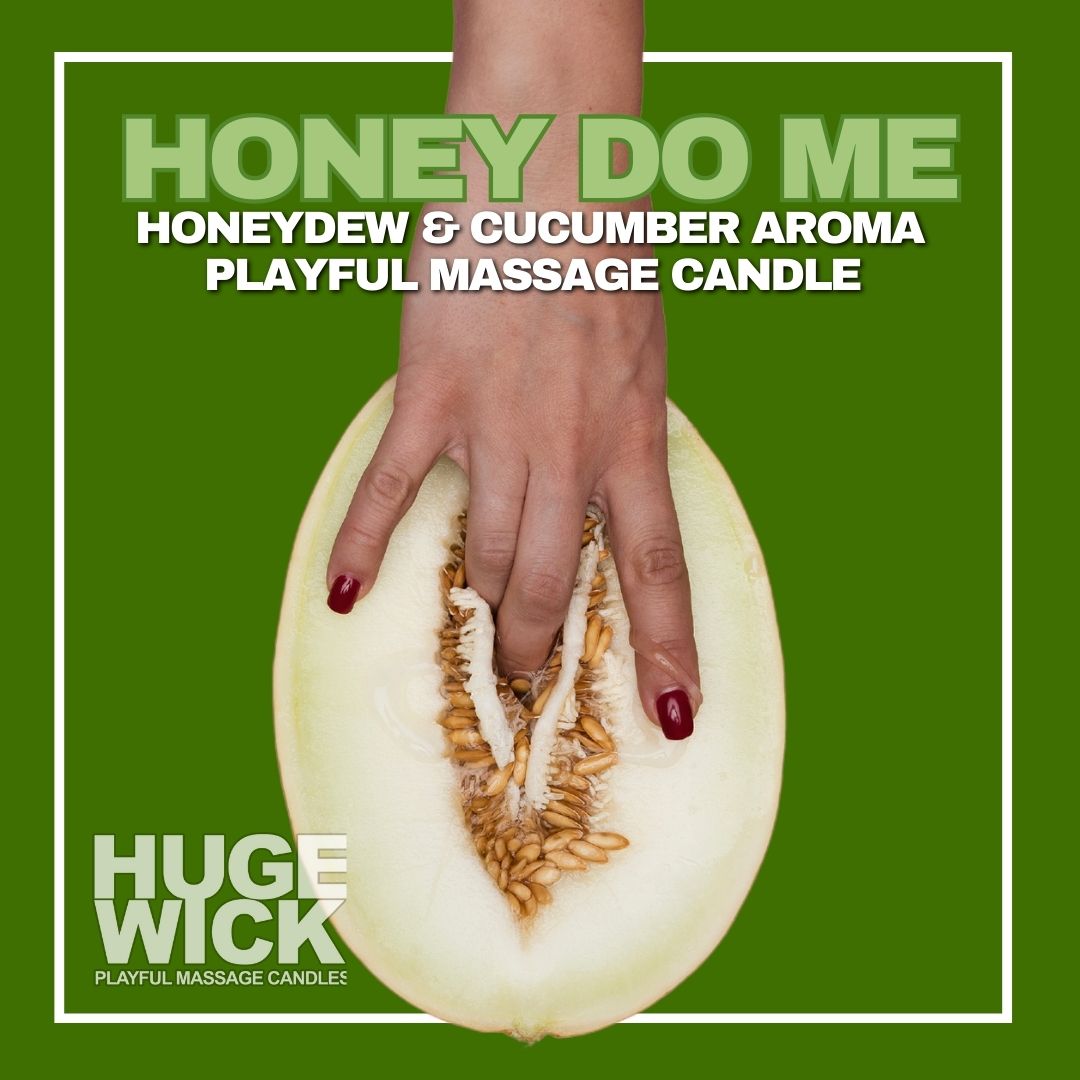 Honey Do Me ad: hand resting on a halved Honey Do Melon