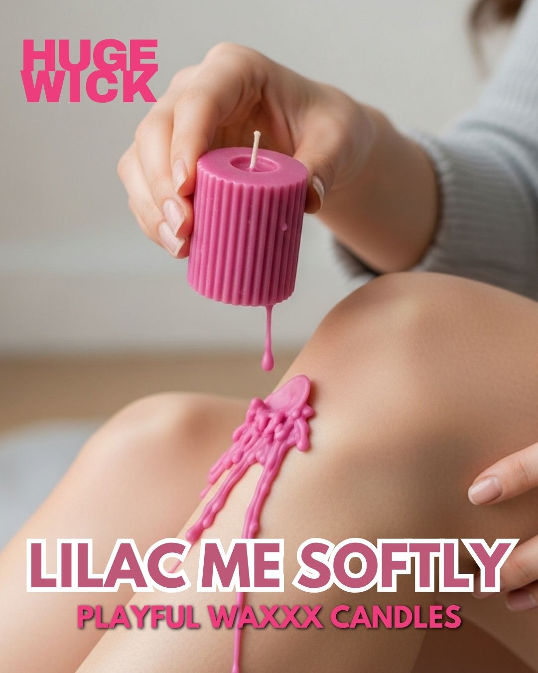 Pink Lilac Me Softly drip candle dripping wax onto a wrist