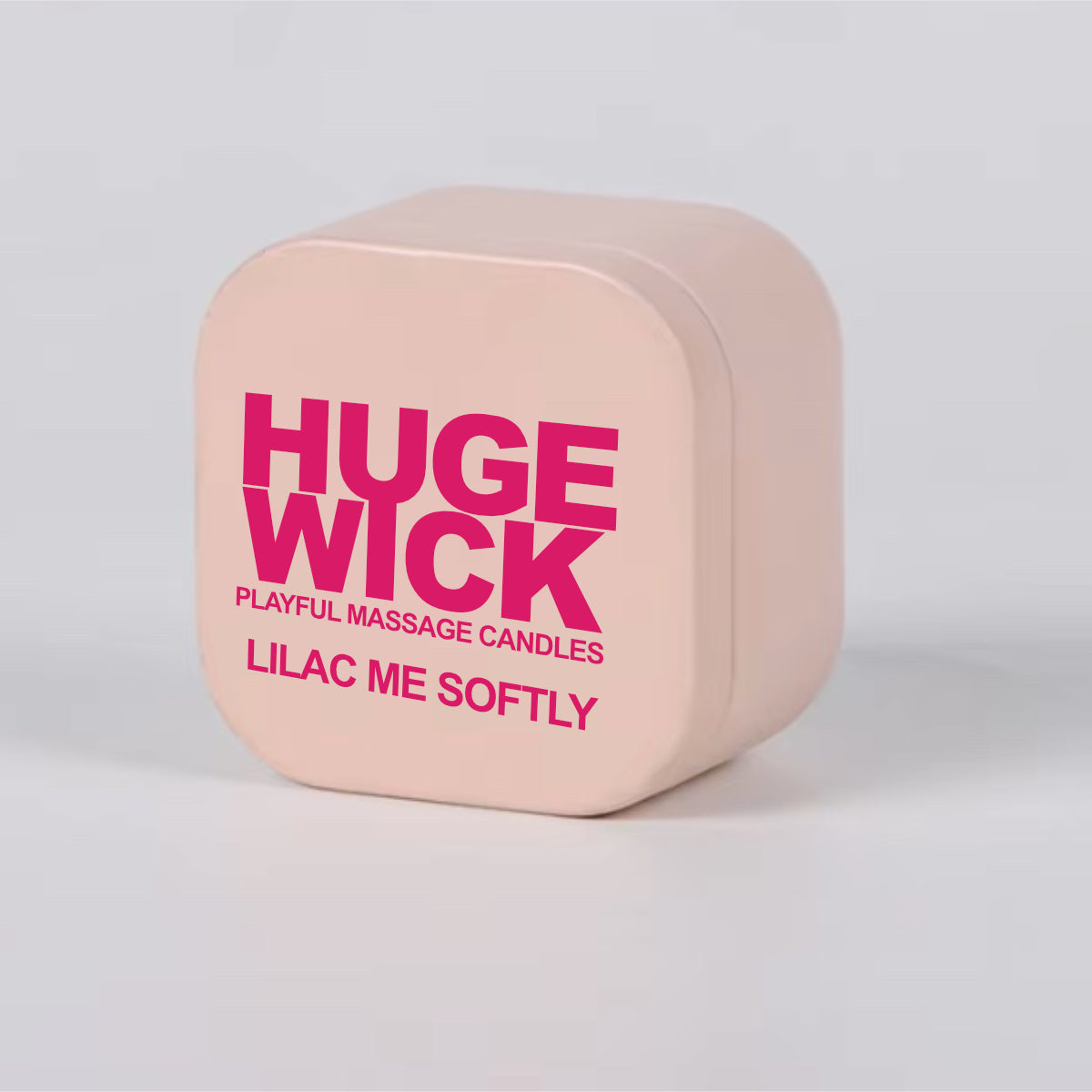 Hugewick Lilac Me Softly massage candle in a blush-pink 2oz tin