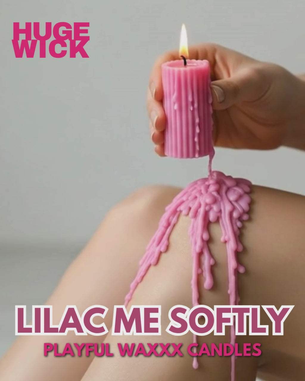 Pink Lilac Me Softly drip candle dripping wax onto a hand